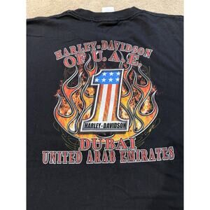 Harley Davidson Dubai United Arab Emirates Tee Mens Black Flames Size XL